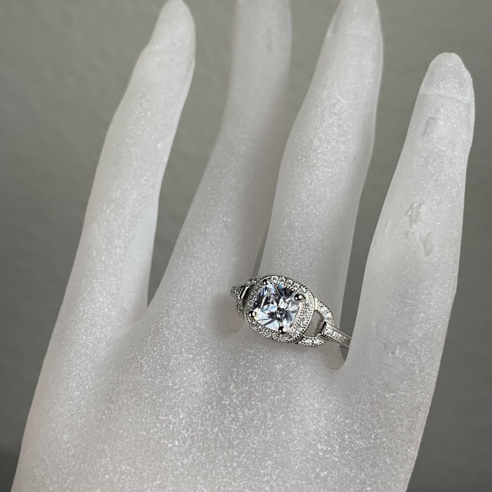 NEW Size 6 Pave Set CZ Cubic Zirconia Engagement Ring in Sterling Silver